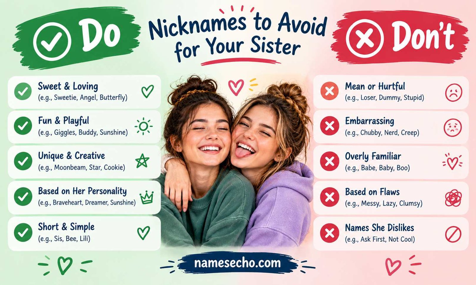 Nicknames to Avoid for Your Sister